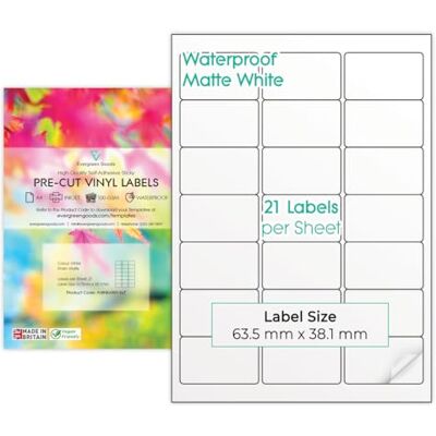 EVG Evergreen Goods Lot de 10 Feuilles Étiquettes Prédécoupées Blanc Mat Vinyle - Publicité EVG Evergreen Goods Lot de 10 Feuilles Étiquettes Prédécoupées Blanc Mat Vinyle - Publicité