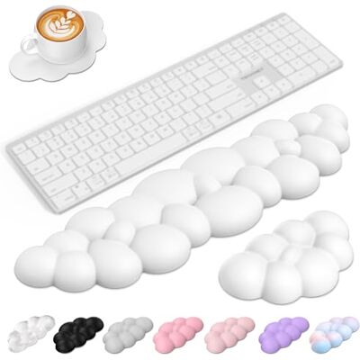 TECKNET Repose-poignet Cloud Ergonomique, Soutien Confortable en Mousse à mémoire et Cuir PU, Atténue la fatigue, Lot 3-en-1 pour Bureau, Ordinateur et Gaming Blanc - Publicité TECKNET Repose-poignet Cloud Ergonomique, Soutien Confortable en Mousse à mémoire et Cuir PU, Atténue la fatigue, Lot 3-en-1 pour Bureau, Ordinateur et Gaming Blanc - Publicité