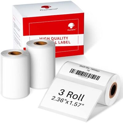 Phomemo Étiquettes Thermiques Autocollantes 3 Rouleaux 60x40mm,540 pcs - Publicité Phomemo Étiquettes Thermiques Autocollantes 3 Rouleaux 60x40mm,540 pcs - Publicité