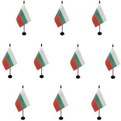 AZ FLAG Lot de 10 Drapeau De Table Bulgarie 15x10 cm 10 Mini Drapeaux Bulgare De Bureau 100% Polyester Avec Hampe De 25cm Et Socle En Plastique Noir - Publicité AZ FLAG Lot de 10 Drapeau De Table Bulgarie 15x10 cm 10 Mini Drapeaux Bulgare De Bureau 100% Polyester Avec Hampe De 25cm Et Socle En Plastique Noir - Publicité