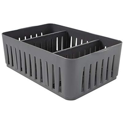 Simplify Poubelle empilable à 3 compartiments avec séparateurs réglables, organisateur de tiroir, panier de rangement, pour fournitures de bureau, dortoir, salle de bain, accessoires, maquillage, gris - Publicité Simplify Poubelle empilable à 3 compartiments avec séparateurs réglables, organisateur de tiroir, panier de rangement, pour fournitures de bureau, dortoir, salle de bain, accessoires, maquillage, gris - Publicité