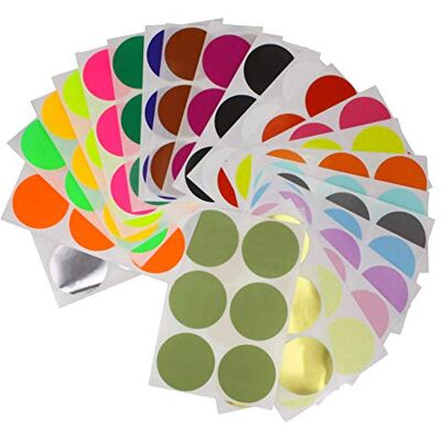 Royal Green Gommettes Étiquettes Autocollantes Rondes 24 Couleurs Environ 5cm (50mm) 24 Feuilles Paquet de 144 - Publicité Royal Green Gommettes Étiquettes Autocollantes Rondes 24 Couleurs Environ 5cm (50mm) 24 Feuilles Paquet de 144 - Publicité