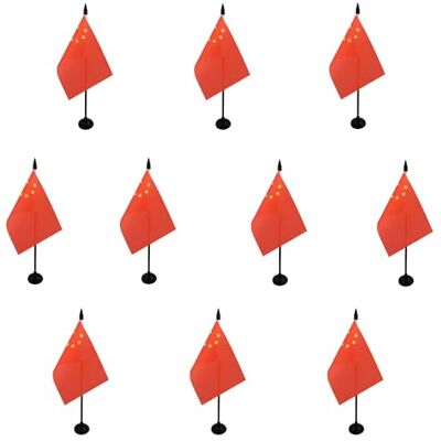 AZ FLAG Lot de 10 Drapeaux de Table Chine 15x10 cm Socle Plastique Usage intérieur Drapeau de bureau chinois 中国 finition cousue et bords renforcés avec mât en plastique et socle en plastique - Publicité AZ FLAG Lot de 10 Drapeaux de Table Chine 15x10 cm Socle Plastique Usage intérieur Drapeau de bureau chinois 中国 finition cousue et bords renforcés avec mât en plastique et socle en plastique - Publicité