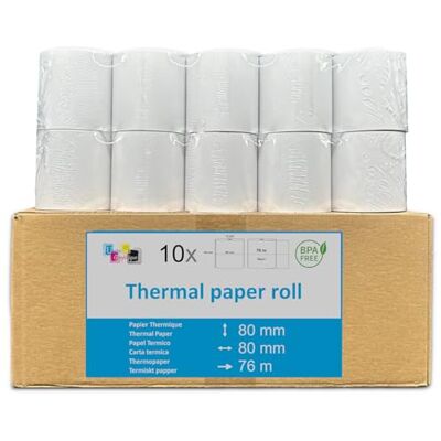 UNIVERS GRAPHIQUE Bobine Thermique 80x80x12 Paquet De 10 pour rouleau pour caisse et imprimante thermique - Publicité UNIVERS GRAPHIQUE Bobine Thermique 80x80x12 Paquet De 10 pour rouleau pour caisse et imprimante thermique - Publicité