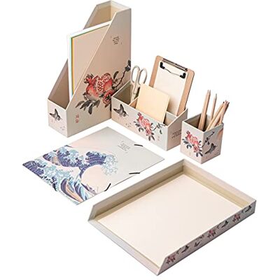 Grupo Erik Kokonote Organisateur de Bureau Japanese Art Rangement de Bureau Multifonctionnel en Carton, Inclut : Pot à Crayon, Chemise à Rabats, Porte-revue, Corbeille à Courrier, Range-lettres - Publicité Grupo Erik Kokonote Organisateur de Bureau Japanese Art Rangement de Bureau Multifonctionnel en Carton, Inclut : Pot à Crayon, Chemise à Rabats, Porte-revue, Corbeille à Courrier, Range-lettres - Publicité