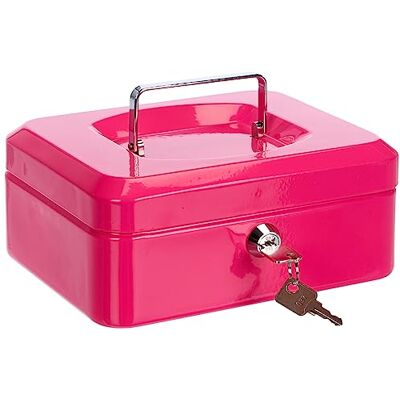 Pavo Caisse à monnaie en métal 20cm avec 2 clés et plateau amovible, Rose - Publicité Pavo Caisse à monnaie en métal 20cm avec 2 clés et plateau amovible, Rose - Publicité