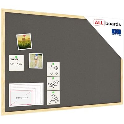 ALLboards Tableau en Liège Gris avec Cadre en Bois 90x60cm, Tableau d'Affichage Liège, Tableau pour Épingles - Publicité ALLboards Tableau en Liège Gris avec Cadre en Bois 90x60cm, Tableau d'Affichage Liège, Tableau pour Épingles - Publicité