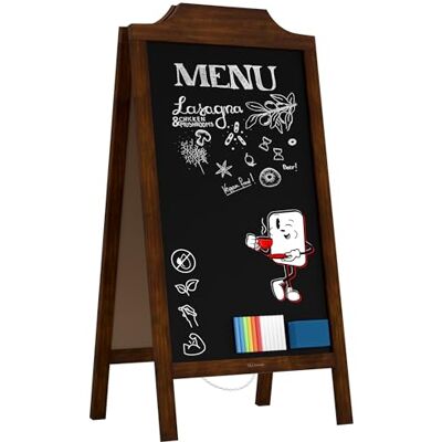 ALLboards Chevalet Stop Trottoir Cadre Supérieur Ondulé avec Cadre en Bois Laqué 100x60cm, Chevalet Ardoise - Publicité ALLboards Chevalet Stop Trottoir Cadre Supérieur Ondulé avec Cadre en Bois Laqué 100x60cm, Chevalet Ardoise - Publicité