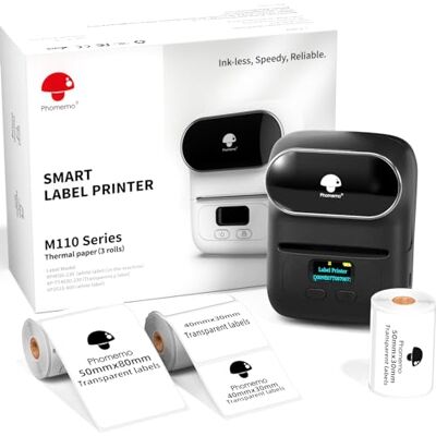 Phomemo M110 Étiqueteuse Autocollantes Bluetooth avec 3 Rouleaux étiquettes - Publicité Phomemo M110 Étiqueteuse Autocollantes Bluetooth avec 3 Rouleaux étiquettes - Publicité