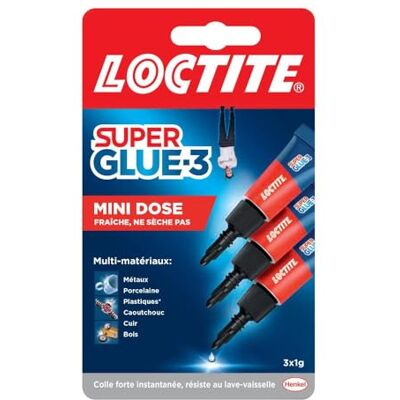 Loctite Super glue3 colle liquide lot 3 x1g - Publicité Loctite Super glue3 colle liquide lot 3 x1g - Publicité