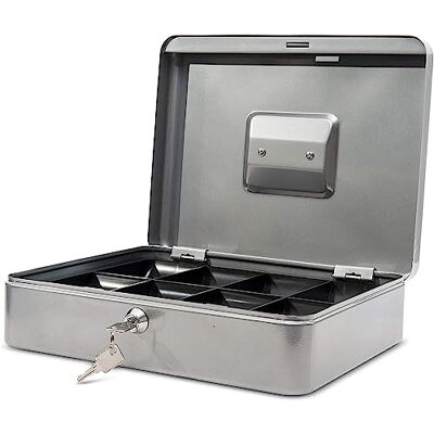 MAUL Caisse à monnaie Jumbo 30 x 24,5 x 9 cm Argent Protection d'accès sécurisée, tri ordonné en euros, coque en acier robuste, à portée de main pour les documents de comptoir - Publicité MAUL Caisse à monnaie Jumbo 30 x 24,5 x 9 cm Argent Protection d'accès sécurisée, tri ordonné en euros, coque en acier robuste, à portée de main pour les documents de comptoir - Publicité