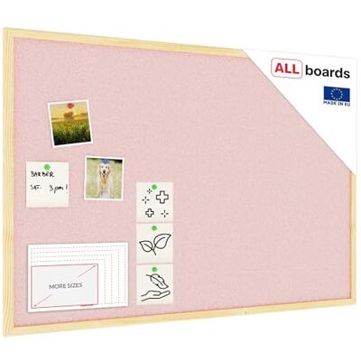 ALLboards Tableau en Liège Rose Pastel avec Cadre en Bois 90x60cm - Publicité ALLboards Tableau en Liège Rose Pastel avec Cadre en Bois 90x60cm - Publicité