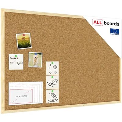 ALLboards Tableau en Liège avec Cadre en Bois 90x60cm, Tableau d'Affichage Liège, Tableau pour Épingles - Publicité ALLboards Tableau en Liège avec Cadre en Bois 90x60cm, Tableau d'Affichage Liège, Tableau pour Épingles - Publicité