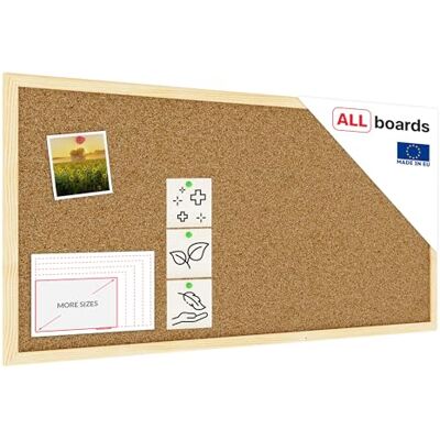 ALLboards Tableau en Liège avec Cadre en Bois 80×40 cm Tableau d'Affichage Liège, Tableau pour Épingles - Publicité ALLboards Tableau en Liège avec Cadre en Bois 80×40 cm Tableau d'Affichage Liège, Tableau pour Épingles - Publicité