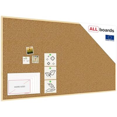 ALLboards Tableau en Liège avec Cadre en Bois 180x100cm, Tableau d'Affichage Liège, Tableau pour Épingles - Publicité ALLboards Tableau en Liège avec Cadre en Bois 180x100cm, Tableau d'Affichage Liège, Tableau pour Épingles - Publicité