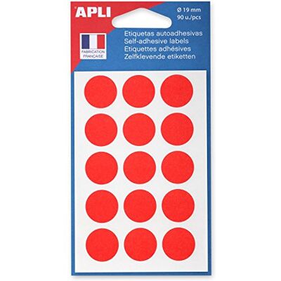 Points adhésifs rouges APLI - 90 pièces - Ø 19 mm - Permanent & Inscriptible - Publicité Points adhésifs rouges APLI - 90 pièces - Ø 19 mm - Permanent & Inscriptible - Publicité