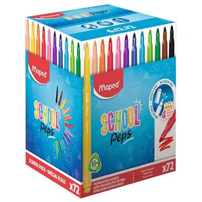 Maped 72 Feutres Color Pep's Long Life Lavable Fourniture Scolaire - Publicité Maped 72 Feutres Color Pep's Long Life Lavable Fourniture Scolaire - Publicité