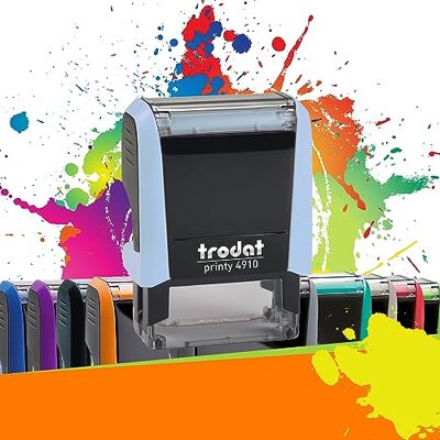 Trodat Printy 4910 Tampon Encreur Professionnel Automatique 2 lignes À Personnaliser Empreinte 26 x 9 mm Offerte (Bleu Pastel) - Publicité Trodat Printy 4910 Tampon Encreur Professionnel Automatique 2 lignes À Personnaliser Empreinte 26 x 9 mm Offerte (Bleu Pastel) - Publicité
