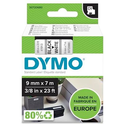 Dymo D1 Ruban d'étiquetage standard 9 mm x 7 m – Noir sur blanc - Publicité Dymo D1 Ruban d'étiquetage standard 9 mm x 7 m – Noir sur blanc - Publicité