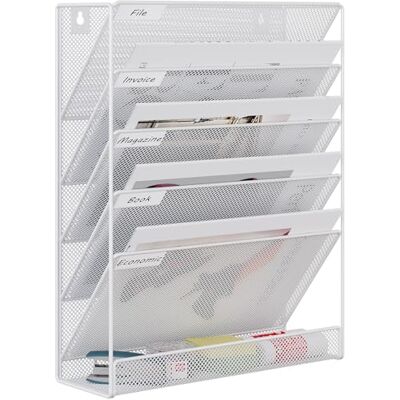 EasyPAG 6 Compartiments Métal Porte Document Mural A4 Porte Revue Suspendu Organisateur de Bureau à Suspendre Banette de Rangement Range Papier Corbeille a Courrier Murale,Blanc - Publicité EasyPAG 6 Compartiments Métal Porte Document Mural A4 Porte Revue Suspendu Organisateur de Bureau à Suspendre Banette de Rangement Range Papier Corbeille a Courrier Murale,Blanc - Publicité