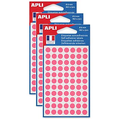 Agipa Lot de 3 Sachets de 462 étiquettes Gommettes de signalisation Rondes 8mm Rose - Publicité Agipa Lot de 3 Sachets de 462 étiquettes Gommettes de signalisation Rondes 8mm Rose - Publicité