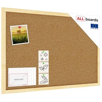 ALLboards Tableau en Liège avec Cadre en Bois 60x40cm, Tableau d'Affichage Liège, Tableau pour Épingles - Publicité ALLboards Tableau en Liège avec Cadre en Bois 60x40cm, Tableau d'Affichage Liège, Tableau pour Épingles - Publicité