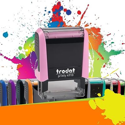 Trodat Printy 4910 Tampon Encreur Professionnel Automatique 2 lignes À Personnaliser Empreinte 26 x 9 mm Offerte (Rose Pastel) - Publicité Trodat Printy 4910 Tampon Encreur Professionnel Automatique 2 lignes À Personnaliser Empreinte 26 x 9 mm Offerte (Rose Pastel) - Publicité