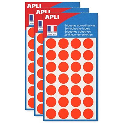 Agipa Lot de 3 Sachets de 140 étiquettes Gommettes de signalisation Rondes 15 mm Rouge Fluo - Publicité Agipa Lot de 3 Sachets de 140 étiquettes Gommettes de signalisation Rondes 15 mm Rouge Fluo - Publicité