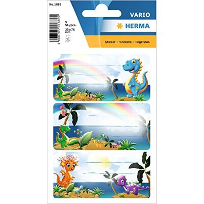 HERMA Lot de 9 étiquettes autocollantes pour livre Motif dinosaure 76 x 35 mm Pour l'école, les enfants, les filles, les garçons Multicolore - Publicité HERMA Lot de 9 étiquettes autocollantes pour livre Motif dinosaure 76 x 35 mm Pour l'école, les enfants, les filles, les garçons Multicolore - Publicité