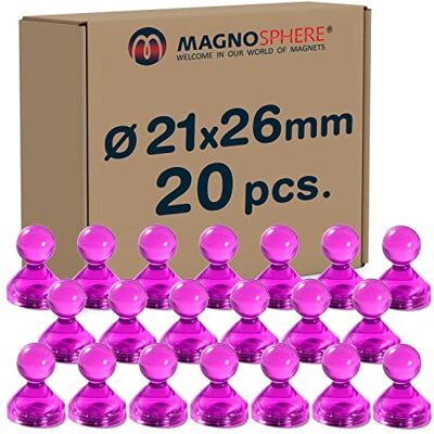 Magnosphere Punaises magnétiques épingles de néodyme aimants Ø 21x26mm 10 pcs. jusqu'à 2kg, Couleur:Rose - Publicité Magnosphere Punaises magnétiques épingles de néodyme aimants Ø 21x26mm 10 pcs. jusqu'à 2kg, Couleur:Rose - Publicité