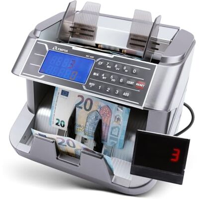 Olympia NC 455 Compteuse de billets et détecteur de faux billets Compteur de billets pour tous les billets Test UV & MG Machine de comptage pour 1-9999 notes Écran LCD 1000 notes/min - Publicité Olympia NC 455 Compteuse de billets et détecteur de faux billets Compteur de billets pour tous les billets Test UV & MG Machine de comptage pour 1-9999 notes Écran LCD 1000 notes/min - Publicité