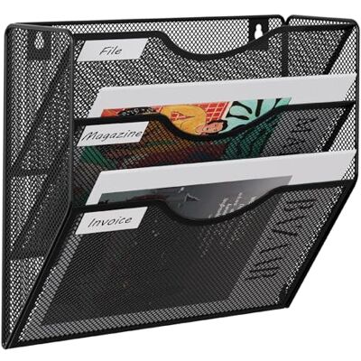 EasyPAG 3 Compartiments Métal Porte Revue Mural Porte Document Suspendu A4 Organisateur de Bureau à Suspendre Banette de Rangement Range Papier Corbeille a Courrier Murale,Noir - Publicité EasyPAG 3 Compartiments Métal Porte Revue Mural Porte Document Suspendu A4 Organisateur de Bureau à Suspendre Banette de Rangement Range Papier Corbeille a Courrier Murale,Noir - Publicité