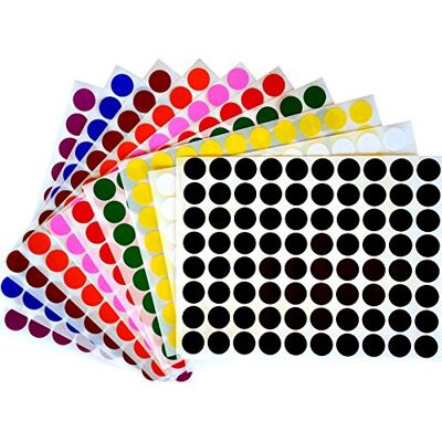 Royal Green Lot de 880 autocollants ronds colorés de diamètre 13 mm – étiquettes adhésives colorées inscriptibles polyvalentes – Bullini de 1,3 cm en couleurs différentes – - Publicité Royal Green Lot de 880 autocollants ronds colorés de diamètre 13 mm – étiquettes adhésives colorées inscriptibles polyvalentes – Bullini de 1,3 cm en couleurs différentes – - Publicité