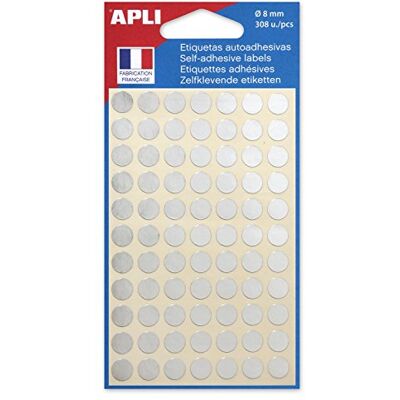 Apli 100601 Pochette de 308 pastilles Argent Diamètre 8mm - Publicité Apli 100601 Pochette de 308 pastilles Argent Diamètre 8mm - Publicité