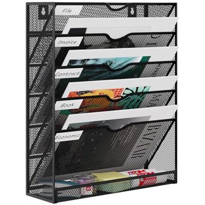 EasyPAG 6 Compartiments Métal Porte Document Mural A4 Porte Revue Suspendu Organisateur de Bureau à Suspendre Banette de Rangement Range Papier Corbeille a Courrier Murale,Noir - Publicité EasyPAG 6 Compartiments Métal Porte Document Mural A4 Porte Revue Suspendu Organisateur de Bureau à Suspendre Banette de Rangement Range Papier Corbeille a Courrier Murale,Noir - Publicité