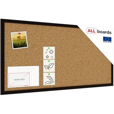 ALLboards Tableau de Liège avec Cadre en Bois Noir 80x40cm, Tableau d'Affichage Multifonctionnel pour Épingles - Publicité ALLboards Tableau de Liège avec Cadre en Bois Noir 80x40cm, Tableau d'Affichage Multifonctionnel pour Épingles - Publicité