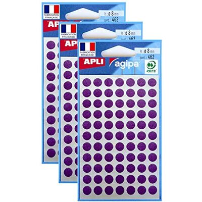 Agipa Lot de 3 Sachets de 462 étiquettes Gommettes de signalisation Rondes 8mm Violet - Publicité Agipa Lot de 3 Sachets de 462 étiquettes Gommettes de signalisation Rondes 8mm Violet - Publicité