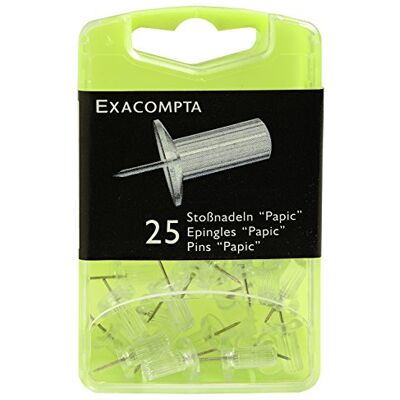 Exacompta Boîte de 25 épingles Papic hauteur 7mm 10mm de diamètre Cristal - Publicité Exacompta Boîte de 25 épingles Papic hauteur 7mm 10mm de diamètre Cristal - Publicité