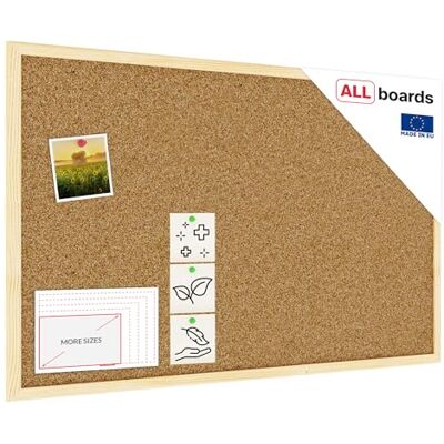 ALLboards Tableau en Liège avec Cadre en Bois 80x50cm, Tableau d'Affichage Liège, Tableau pour Épingles - Publicité ALLboards Tableau en Liège avec Cadre en Bois 80x50cm, Tableau d'Affichage Liège, Tableau pour Épingles - Publicité