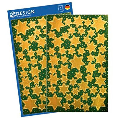 Avery 52806 Lot de 96 autocollants de Noël étoiles dorées (fabriqués en Allemagne, autocollants de Noël, papier brillant, cartes de décoration de Noël, cadeaux, sachets) 2 feuilles/48 - Publicité Avery 52806 Lot de 96 autocollants de Noël étoiles dorées (fabriqués en Allemagne, autocollants de Noël, papier brillant, cartes de décoration de Noël, cadeaux, sachets) 2 feuilles/48 - Publicité