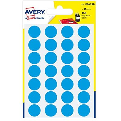 Avery conf. 7 ff Étiquettes rondes sachet azz. diam 15 mm PSA15B - Publicité Avery conf. 7 ff Étiquettes rondes sachet azz. diam 15 mm PSA15B - Publicité