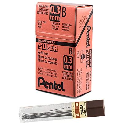 Pentel 300-B Lot de 12 Etuis de 12 mines 0,3mm B pour porte-mines - Publicité Pentel 300-B Lot de 12 Etuis de 12 mines 0,3mm B pour porte-mines - Publicité