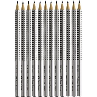 Faber-Castell GRIP 2001 Lot de 12 crayons (2 x 6), argentés, (2, argent, B) - Publicité Faber-Castell GRIP 2001 Lot de 12 crayons (2 x 6), argentés, (2, argent, B) - Publicité