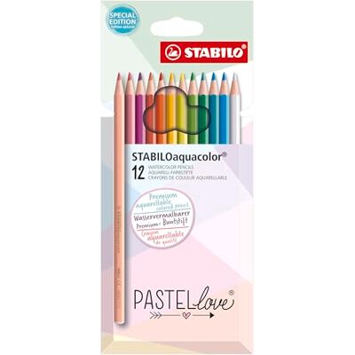Crayons de couleur aquarellables STABILO aquacolor - 12 pcs - Publicité Crayons de couleur aquarellables STABILO aquacolor - 12 pcs - Publicité