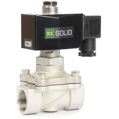 U.S. Solid Électrovanne acier inoxydable G 3/4" 220 V AC normalement ouvert 10 bar Solénoïde Valve d'eau électrique pour eau, air, diesel, kérosène et essence - Publicité U.S. Solid Électrovanne acier inoxydable G 3/4" 220 V AC normalement ouvert 10 bar Solénoïde Valve d'eau électrique pour eau, air, diesel, kérosène et essence - Publicité