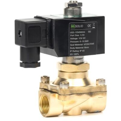 U.S. Solid Électrovanne laiton G 1/2" 12 V CC normalement ouvert 10 bar Solénoïde Valve d'eau électrique pour eau, air, diesel, kérosène et essence - Publicité U.S. Solid Électrovanne laiton G 1/2" 12 V CC normalement ouvert 10 bar Solénoïde Valve d'eau électrique pour eau, air, diesel, kérosène et essence - Publicité