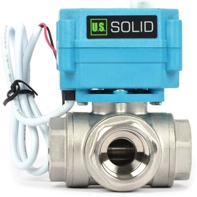 U.S. Solid Vanne 3 voies motorisée acier inoxydable electrique vanne de zone motorisée avec fonction manuelle Robinet d'arrêt d'eau type L, port standard (3/4", 9-24V AC/DC) - Publicité U.S. Solid Vanne 3 voies motorisée acier inoxydable electrique vanne de zone motorisée avec fonction manuelle Robinet d'arrêt d'eau type L, port standard (3/4", 9-24V AC/DC) - Publicité
