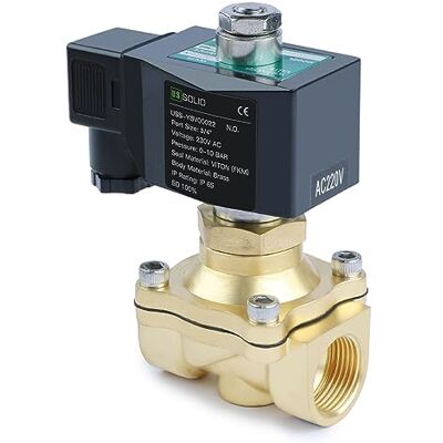 U.S. Solid Électrovanne laiton G 3/4" 220 V AC normalement ouvert 10 bar Solénoïde Valve d'eau électrique pour eau, air, diesel, kérosène et essence - Publicité U.S. Solid Électrovanne laiton G 3/4" 220 V AC normalement ouvert 10 bar Solénoïde Valve d'eau électrique pour eau, air, diesel, kérosène et essence - Publicité