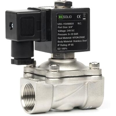 U.S. Solid Électrovanne acier inoxydable G 3/4" 24 V CC normalement fermée 10 bar Valve à eau électrique pour eau, air, diesel, kérosène, essence - Publicité U.S. Solid Électrovanne acier inoxydable G 3/4" 24 V CC normalement fermée 10 bar Valve à eau électrique pour eau, air, diesel, kérosène, essence - Publicité
