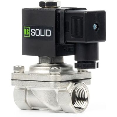 U.S. Solid Électrovanne acier inoxydable 1/2" – 220 V AC, normalement fermée, joint VITON, type boîte de jonction, filetage G - Publicité U.S. Solid Électrovanne acier inoxydable 1/2" – 220 V AC, normalement fermée, joint VITON, type boîte de jonction, filetage G - Publicité